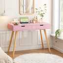 FOTOSOK Writing Desk with 2 Drawers, Small Cute Desk Makeup Vanity Table, 39.4L x 19.7W x 30.3H inches