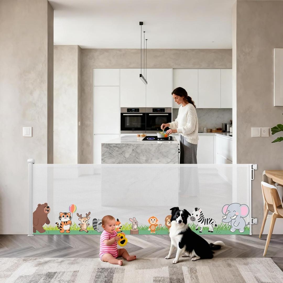 Retractable Baby Gate & Dog Gate -Extends to 120" Wide, 33" Tall