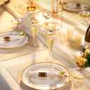 Goodluck 320PCS Gold Disposable Plastic Dinnerware Set for 40 Guests, Include 40 Dinner Plates, 40 Dessert Plates, 40 Napkins with Silverware, 40 Cups, 40 Champagne Glasses, for Christmas, Wedding