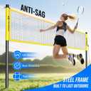 Badminton Set for Backyard, Outdoor Badminton Net with Anti-Sag Design, 4 Professional Badminton Rackets, 4 Shuttlecocks and Carry Bag for Lawn or Beach, 20FT