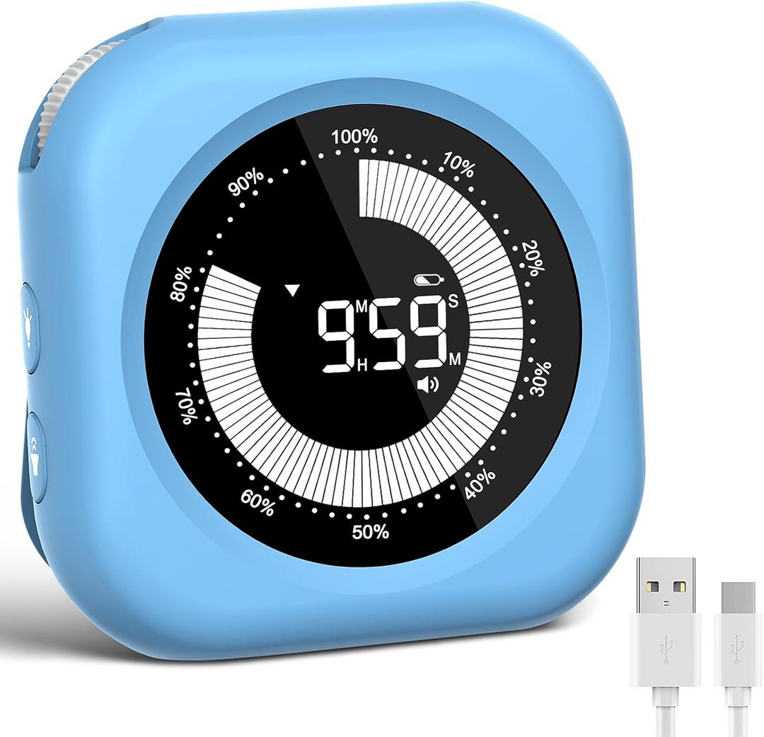 Visual Timer for Kids Rechargeable, 10-Hour Digital Timer Magnetic Timer with Visual Time Bars Design3 Brightness/3 Volume Adjustable, Countdown/up Timers for Classroom Study Game GYM Kitchen Office