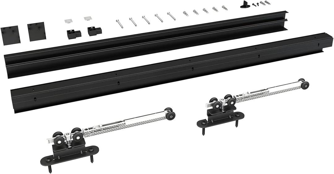 JUBEST 6FT Sliding Barn Door Hardware Track Kit, Aluminum Alloy Box Rail Wall Mount Barn Door Hardware, for Interior Wooden Door