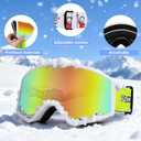 SANWICH Kids Ski Goggles for Boys Girls Aged 5-14, 100% UV Protection OTG Ski Goggles (Red)