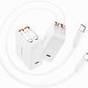 SUPERONE 3-in-1 Retractable Wall Charger with Dual USB C Cables, 62W Fast Charging 3-Port USB C Retractable Phone Charger for iPhone 17 Pro Max Air/16/15/14/13/12 Series, iPad, Samsung, Tablet, Pixel