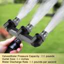 Full Flow Heavy Duty 3 Way Hose Splitter, Rugged Garden Faucet Adapter, Spout Diverter T - Way Adapter with Extended Handle, 3/4 GHT Thread, Grey