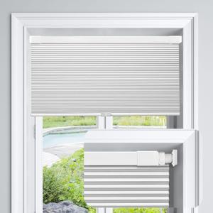 LazBlinds Cordless Cellular Shades, No Tools No Drill Blackout Honeycomb Shades Pleated Blinds for Windows, 30" W x 64" H, Silver White (Blackout-silver White)