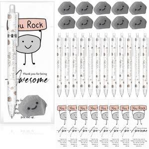 60 Sets Employee Appreciation Gifts You Rock Pencils Bulk 6 Styles 0.7 mm Mechanical Pencils with Erasers Positive Cards for Social Worker Volunteer Teacher Coworker Office Staff Supplies