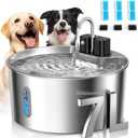 Voluas Dog Water Fountain: 1.8Gal/7L Wireless Stainless Steel Dog Fountain Bowl for Small to Large Dogs, Battery Operated Pet Water Dispenser Indoor with Ultra-Quiet Pump, Easy Clean, 3 Filter