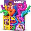 Nutty Toys Pop Tubes - Large 4-Pack Sensory Toys - Creative STEM Learning for Kids & Toddlers - Connect & Pop! Top ADHD Autism Fidget 2026, Best Boy & Girl Easter Basket Essentials & Gift Ideas
