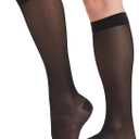 2 Pairs Sheer Compression Socks for Women - 15-20 mmHg Knee High Sheer Compression Stockings for Support Circulation Swelling Edema Work Office Travel, Black, Small