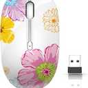 JUHOO Wireless Mouse with Nano Receiver for PC, Laptop, Notebook, Computer, MacBook, Less Noise, Portable Mobile Optical Mice.(Flower).