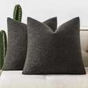 Pack of 2 20x20 Inch Decorative Boucle Throw Pillow Covers Textured Square Pillowcaes Accent Solid Cozy Soft Cushion Covers Home Decor for Sofa Couch Living Room Home Decor,Charcoal
