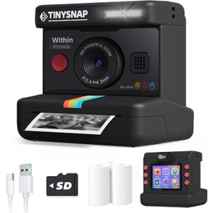 Instant Print Camera for Kids,Dual Len Kids Cameras with 2.4 Inch Screen, Christmas Birthday Gifts for Girls Age 3-12, Portable Toddler Toy for 3 4 5 6 7 8 9 10 Year Old Girls Boys (Black)