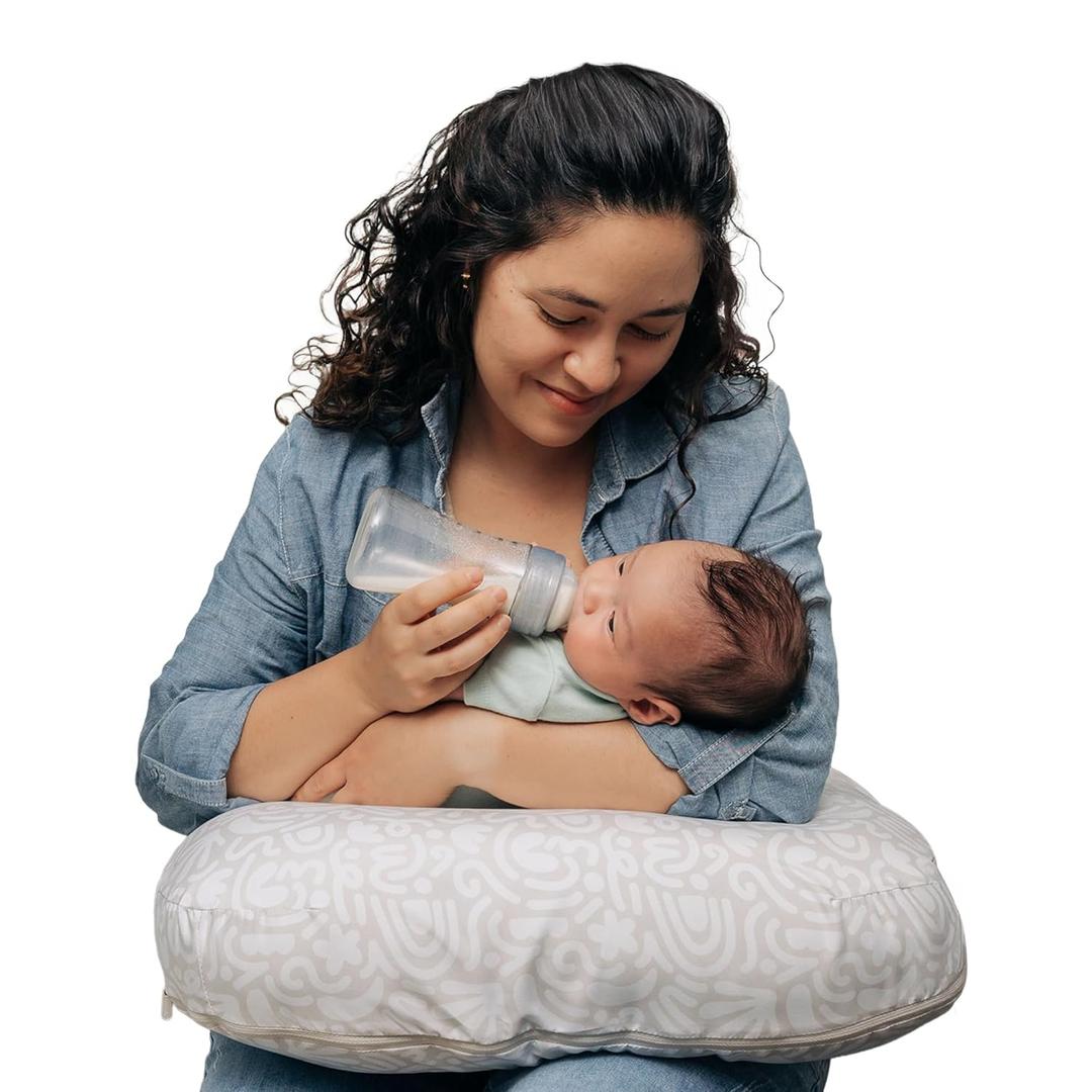 Boppy Nursing Pillow - Ergonomic Bottle & Breastfeeding Pillow with High, Firm, Large Area, Water-Repellent Cushion with Washable Cover; Baby Safety Alliance Verified - Cream Retro Squiggles Boppy Nursing Pillow - Ergonomic Bottle & Breastfeeding Pillow with High, Firm, Large Area, Water-Repellent Cushion with Washable Cover; Baby Safety Alliance Verified - Cream Retro Squiggles