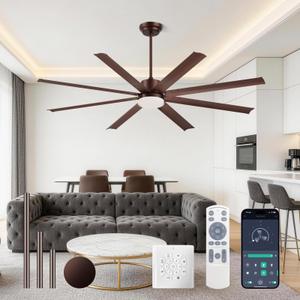 Carrefour 72 Inch Ceiling Fan with Light,8 Aluminum Blades,No Light Option