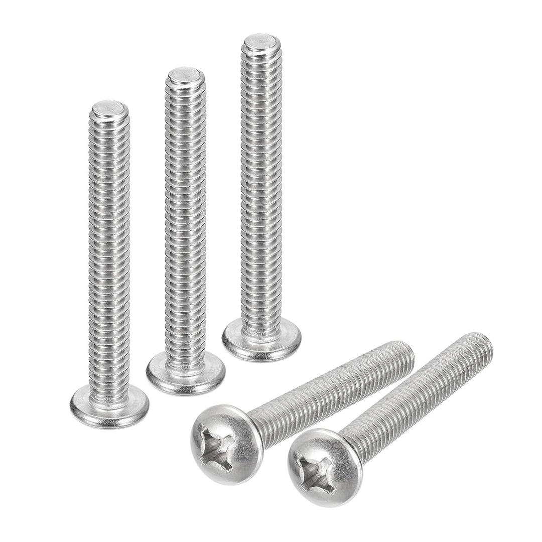 uxcell 1/4-20x4 Pan Head Machine Screws, 304 Stainless Steel 18-8 Screw, Phillips Drive, Fully Threaded, Bright Finish, Pack of 10