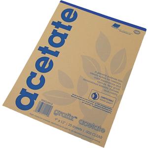 Grafix Acetate Pad, 9 X 12 in, Clear, 25 Sheets/Pad