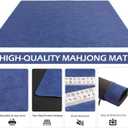 Mahjong Mat, Mahjong Table Mat with Prints & Extra Dice, for Poker, Card, Mahjong, Dominoes Games (Blue, 31.5 inches)