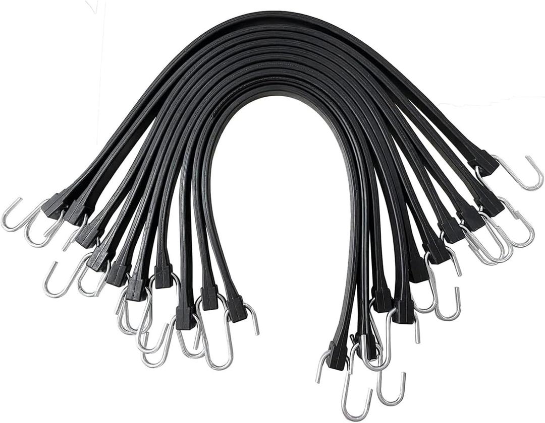 15" Rubber Bungee Cords with Hooks, Heavy Duty EPDM Bungee Cord with 150% Max Stretch, Heavy Duty Bungee Straps for Securing Tarps, Canvases, Cargo, Motorcycle, Weatherproof, Pack of 10