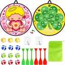 Valentines Day Large Dart Board Game for Kids St. Patrick's Day Large Dart Board with 12 Sticky Balls 6 Darts Valentines Day Indoor Outdoor Party Games for Class School Home Party Favors