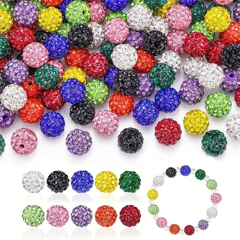 100pcs Sparkling Rhinestone Beads, 10mm Round Shiny Disco Ball Beads for DIY Jewelry Making, Valentine'S Day Crafting, Christmas Bracelet Necklace Earring Decoration