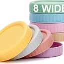 Vaincre 8PCS Wide Mouth Mason Jar Lids, Plastic Mason Jar Canning Lids Tops, Reusable Leak Proof Canning Covers with Silicone Rings for Ball, Kerr and More, Dishwasher Safe (Multicolored)