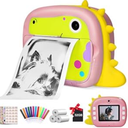 Camera for Kids, Instant Print Camera with WiFi Function 1080P Video Camera 2.4" Screen Selfie Camera with 32G TF Card, 4 DIY Stickers, 12 Colored Penls, 3 Rolls Print Papers for Girls Boys(Pink)