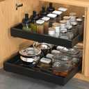 DEKAVA Pack of 2 Pull Out Cabinet Organizer Expandable, Adhesive with Nano Film, Pull Out Drawers for Cabinets in Kitchen, Pantry or Bathroom (Black, 21"DEEPX[12"-20'']Width-2PACK)