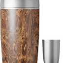 S'well Stainless Steel Shaker Set with Jigger, 18oz, Teakwood, Triple Layered Vacuum Insulated Container Keeps Cocktails Colder for Longer, BPA Free Barware