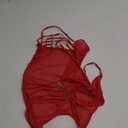 Women Lingerie Sexy Underwear Teddy Deep V Halter Lace Bodysuit Transparent Pajamas, Red, One Size
