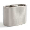 Ceramic Ribbed Electric Toothbrush Holder Bathroom Caddy Storage Multifunction