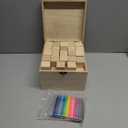 Marsui 136 Pcs Baby Shower Blocks to Decorate Game Kit Includes 98 Wooden Blocks, 36 Markers, 1 Game Sign, 1 Storage Box for Baby Shower Gender Reveal Activity Party Decorations(Blue Bear)