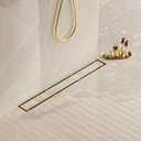 Neodrain 48-Inch Gold Linear Shower Drain, 2-in-1 Flat & Tile Insert Cover, Stainless Steel Linear Drain, Brushed Brass Rectangle Shower Floor Drain with Hair Strainer, CUPC Certified