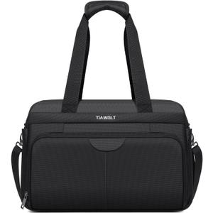 Carry-On Luggage Travel Duffel Personal Item Tote Overnight Weekender Expandable Underseat Bag with Adjustable Strap, Black