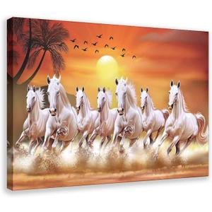 OZIBGS Seven Lucky Running Wild Horses Wall Art Animal Posters Canvas Poster Bedroom Decor Sports Landscape Office Room Decor Gift Frame-style 08x12inch(20x30cm)