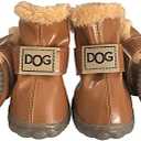 WINSOON Dog Australia Boots Pet Antiskid Shoes Winter Warm Skidproof Sneakers Paw Protectors 4-Pcs Set (Size 4, Light Brown)