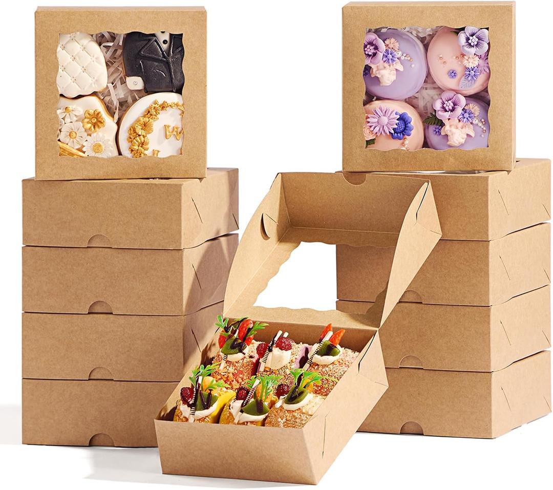 100 Pcs 5x5x2 Inch Truffle Boxes Pastry Gift Boxes Bakery Boxes Cookies Soap Box Chocolate Covered Strawberries Boxes Browine Cake Treat Box for Party Favors
