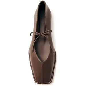 ETPSJKR Women's Lace Up Ballet Flats Square Toe Slip On Ballerina Shoes Cute Bow Tie Mary Jane Comfy Casual Office Flat Shoes Size 10