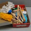 Kids Cleaning Set with Electric Vacuum Cleaners, Wooden Pretend Play Housekeeping Set, Toddler Cleaning Toys for Girls Boys Age 3+