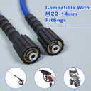 Pressure Washer Hose 50 FT 1/4" ID, Kink Resistant Power Washer Hose with M22 Fittings, Rated up to 3200 PSI