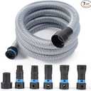 16FT Shop Vac Hose Dust Collection Hose Kit for Home & Shop Vacuum System with Expanded MultiBrand Power Tool Adapter Set with 6 Sander Vacuum Adapters for 21/4" Dust Collector Vacuum Connection