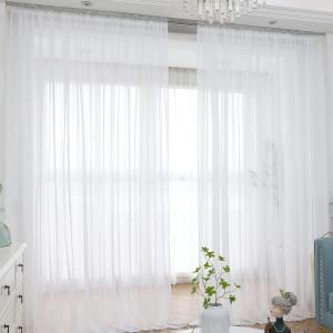 Basic Rod Pocket Panel Curtains - 95" Long, 2 Panels, Sheer White for Bedroom, Living Room, Kitchen (52" W x 95" L | 2 pcs)