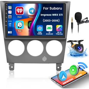 for Subaru Impreza WRX STI 2003-20062+64GB Android 13 Carplay Stereo with Wireless Carplay Android Auto, 9'' Touch Screen Car Radio, GPS WiFi Bluetooth SWC FM EQ Mic Backup Camera
