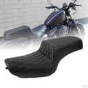 Two-Up Seat for Harley Sportster Iron XL883 XL1200 (2004-2006)&(2010-2022) Comfort Upgrade,Step-Up Style,Half Diamond,Black Line,Suitable for 4.5 GAL
