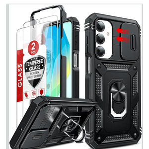 LeYi for Samsung Galaxy A17/A16-5G Phone Case: Samsung A17 Case with Screen Protector [2 Packs], Camera Cover, Military-Grade Heavy Duty Active Outdoor Protection para Galaxy A 17 5G Case, Black