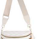 Black and White Checkered Crossbody Bag Bum Bag for Women,Spacious Checkered Purse Fanny Packs Belt Bag