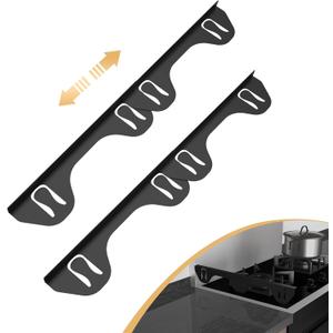 316 Stainless Steel Stove Gap Covers,2 Pack Stove Gap Filler,Range Trim Kit,Heat-Resistant Stove Gap Guard,Easy Retractable Length 13.8" to 27.5",Width 0.78",Black