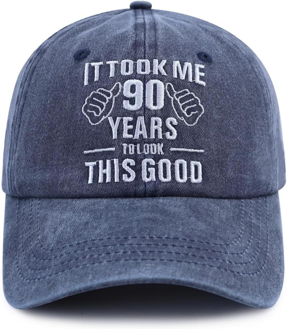 It Took Me 90 Years to Look This Good Hat for Women Men, Funny Adjust Embroidery 90th Birthday Baseball Cap (One Size, Navy)