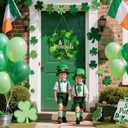 Wooden St. Patrick's Day Decoration Shamrock Door Wreath for Front Door Sign Wall Signs Clover Spring Decoration, Irish Sign Welcome Hanging for Home Decor Party Outdoor Indoor Supply (Green)