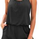 Tempt Me Romper One Piece Swimsuits with Short - Women Boyleg with Pockets Bathing Suit Modest Swimwear (Black), M